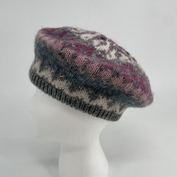 Vintage ARIS Fair Isle Knit Beret Tam O Shanter Acrylic USA Womens One Size - Picture 2 of 10